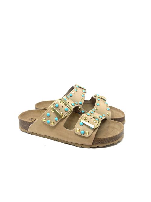 Ciabatta donna con borchiette turchesi IL LACCIO | BRK698ASHNABUKCRAZY STONE